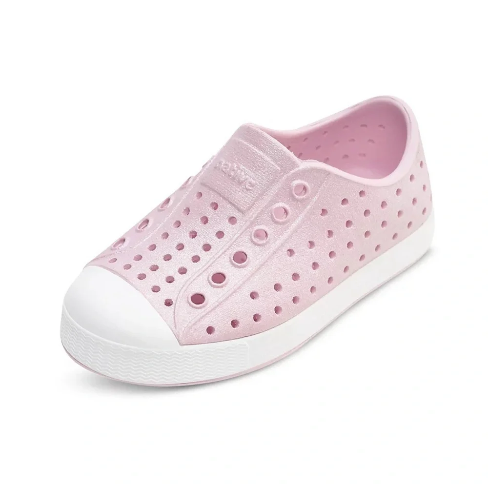 Native Kids Jefferson Slip-On Water Shoe in Light Pink with White Toe